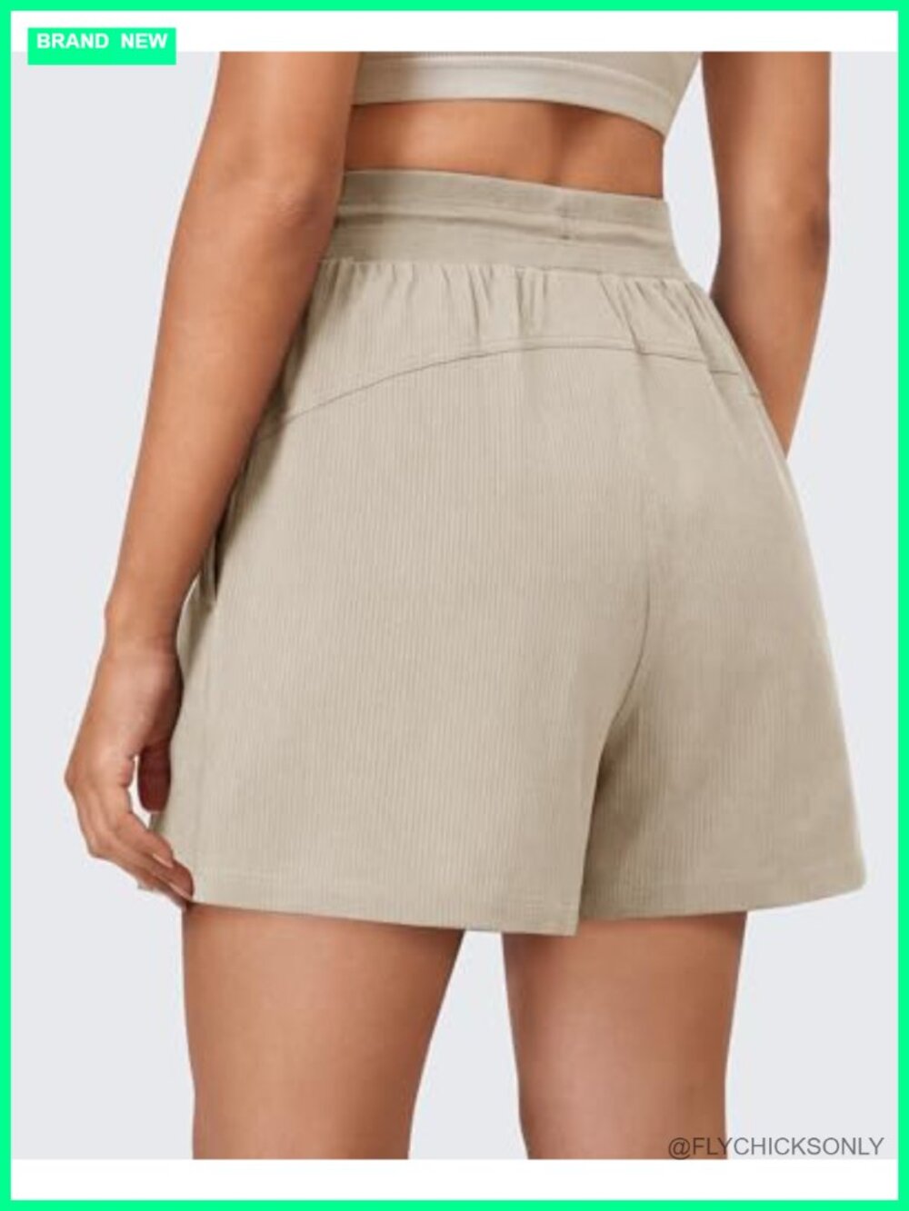 High Waisted Casual Shorts with Zip Pockets Adjustable Drawstring A Line - Picture 2 of 7